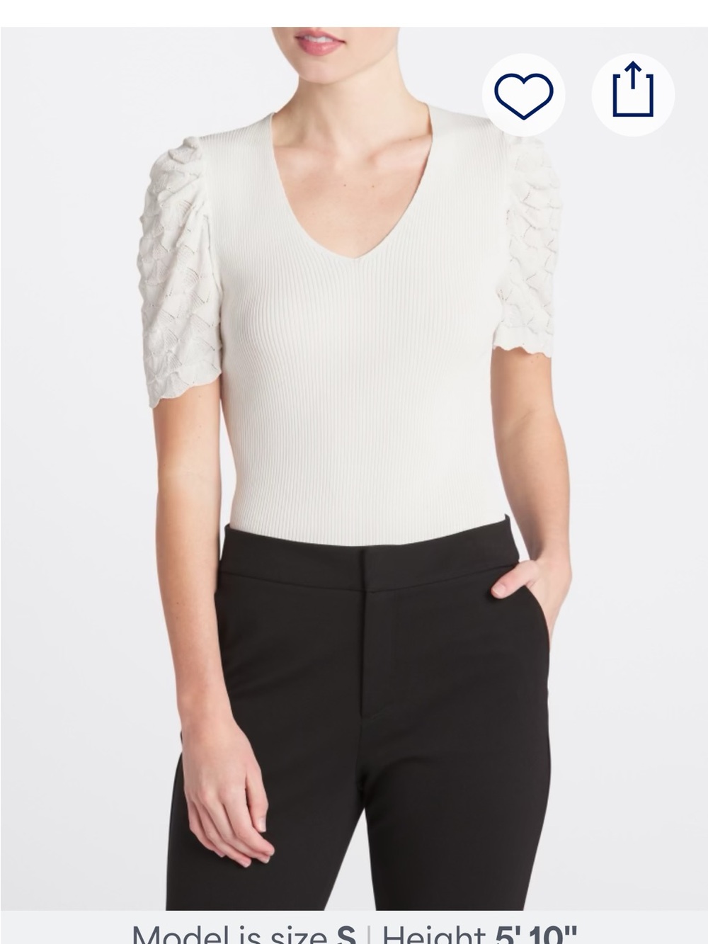 Les Serein short Sleeve V-Neck Knit Top small